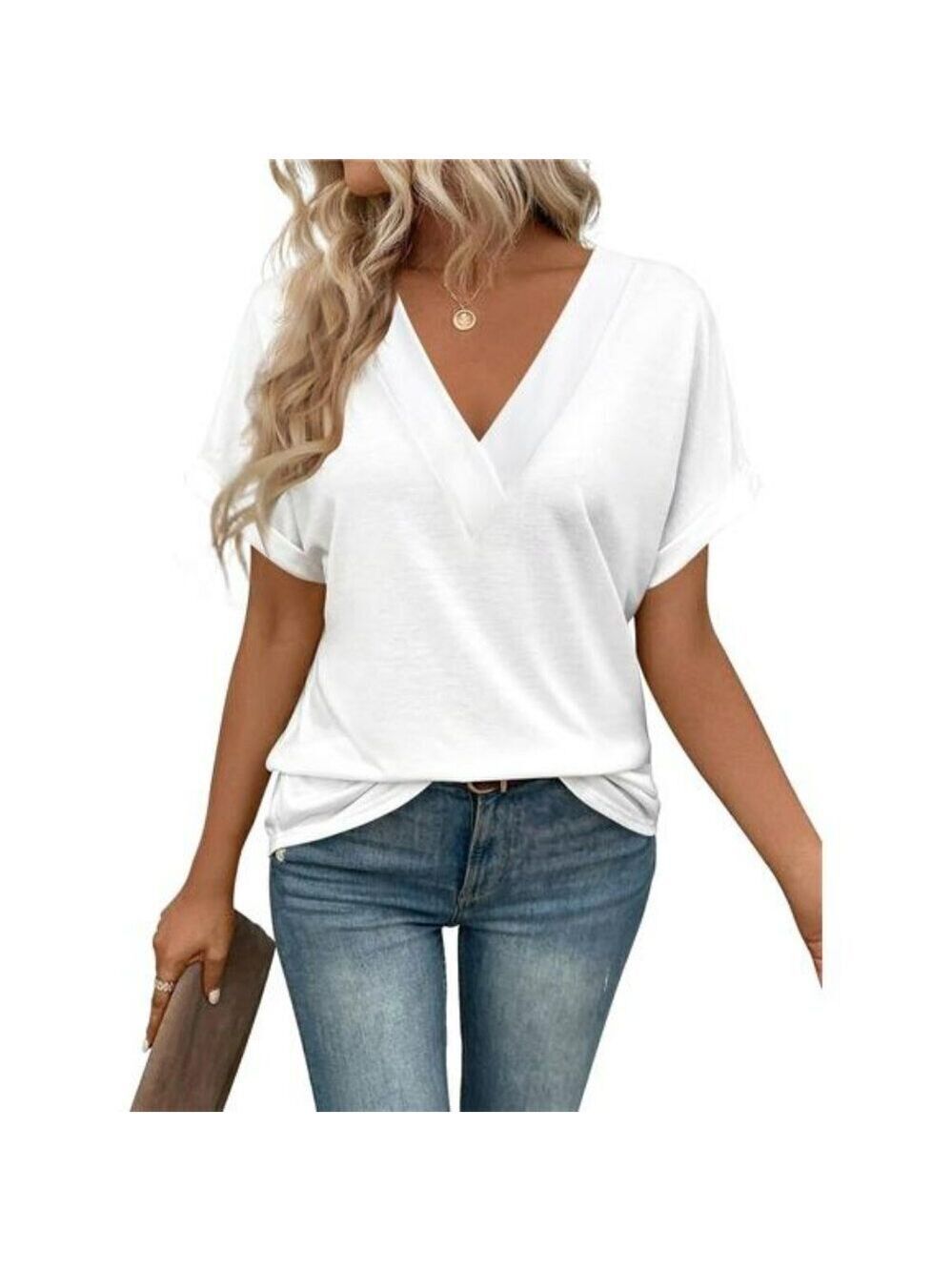 Womens V Neck Short Sleeve T Shirt Casual Summer Beach Vacation Top 2025